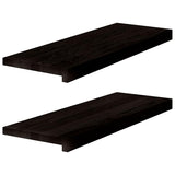 Stair Treads 2 pcs Brown Black 70x30x2 cm Solid Wood Oak 3283802