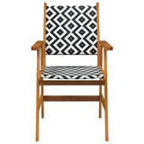 Garden Chair Set of 8 Natural Acacia with Black and White Pattern 3096601