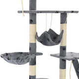 Cat Tree with Sisal Scratching Posts 230-250 cm Paw Prints Grey 170618