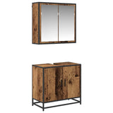Bathroom Furniture Set with Door 2 pcs Old Wood Engineered Wood 3402468