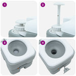 Portable Camping Toilet Grey and white 41.5 x 36.5 x 37.5 cm 42001437