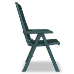 ZNTS Reclining Garden Chairs 2 pcs Plastic Green 43896
