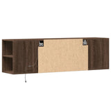 TV Wall Cabinet with LED Lights Brown Oak 135x31x39.5 cm 852389