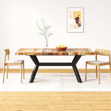 244804 Dining Table Solid Reclaimed Wood and Steel Cross 180 cm