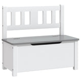 Children Storage Bench White and Grey 60x30x55 cm MDF 10407