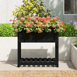 Planter with Shelf Black 82.5x54x81 cm Solid Wood Pine 823784
