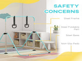 Adjustable Height, Foldable Kids Gymnastics Bar w/ Non-slip Rubber Floor Rings, for 3 Years, Green T3398P378984