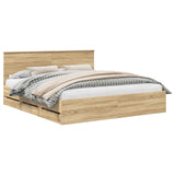 Bed Frame with Drawer Sonoma Oak 200 x 200 cm Engineer Wood 3407951