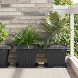 Square Flower Pot 24 pcs Black 38 x 38 x 30 cm Plastic 42020353