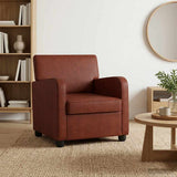 Armchair Antique Shiny Brown Faux Leather 42043440