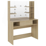 Makeup Table with LED Lights 100x40x135 cm MDF Oak 331545