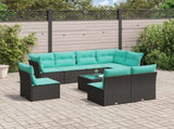 9 Piece Garden Sofa Set with Cushions Black Poly Rattan 3217767