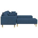 Fabric Sofa with Cushion 3 pcs Blue 208 cm Fabric 3335169