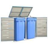 Double Wheelie Bin Shed 138x77.5x112.5 cm Stainless Steel 149567