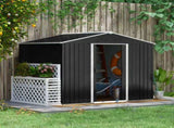 7.7 x 5.7ft Metal Garden Shed, Galvanised Outdoor Tool Storage House with Ventilation Slots and T3398P314205