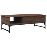 Coffee Table Brown Oak 100x50x35 cm Engineered Wood and Metal 845395