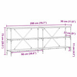 Console Table Old Wood 200 x 30 x 75 cm Engineered Wood 863445
