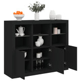 Sideboard Set of 3 Black Engineered wood, Glass Sideboard 3209101