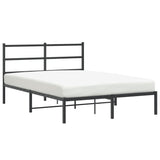 Metal Bed Frame without Mattress with Headboard Black 140x200cm 355366