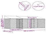 Dog Cage with Roof Silver 600 x 200 x 256 cm Steel and PE 3368304