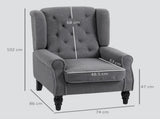 Teddy Fleece Retro Wingback Chair - Grey T3398P378079