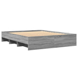 Bed Frame Grey Sonoma Engineered wood, Plywood Double Bed Frame 3295644