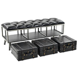 Storage Bench 110 cm Black Faux Leather 345718
