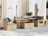 6 Piece Garden Sofa Set with Cushions Beige Poly Rattan 3273523