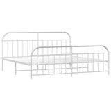 Bed Frame White Powder-Coated Steel Double Bed Frame 353708