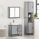 3 Piece Bathroom Furniture Set Grey Sonoma Engineered Wood 3301078