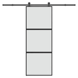 Sliding Door with Hardware Set 76x205 cm Tempered Glass&Aluminium 3332938