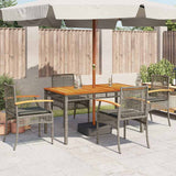 Garden Chairs with Cushions 4 pcs Grey Poly Rattan Acacia Wood 366252