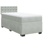 ZNTS Box Spring Bed with Mattress Light Grey 90x200 cm Velvet 3286210