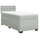 ZNTS Box Spring Bed with Mattress Light Grey 90x200 cm Velvet 3286210