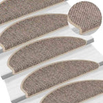 ZNTS Stair Mats Self-adhesive Sisal-Look 30 pcs 65x21x4 cm Dark Beige 3365878