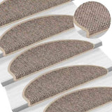 Stair Mats Self-adhesive Sisal-Look 15 pcs 65x21x4 cm Dark Beige 326878