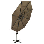 4-Tier Garden Parasol with Aluminium Pole Taupe 3x3 m 313831