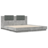 Bed Frame with LED without Mattress Concrete Grey 200x200 cm 3209985