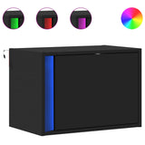 Wall-mounted Bedside Cabinets with LED Lights 2 pcs Black 852092