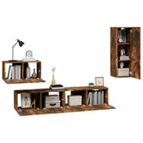 4 Piece TV Cabinet Set Smoked Oak Engineered Wood 3114339