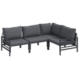 Garden Sofa Set with Cushion 4 pcs Anthracite Steel 3378986