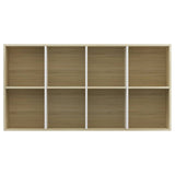 ZNTS Book Cabinet/TV Cabinet White and Sonoma Oak 36x30x114 cm Engineered Wood 800158