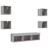 7 Piece TV Wall Units with LED Grey Sonoma Engineered Wood 3216588