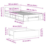 Bed Frame with Drawer without Mattress Grey Sonoma 100x200 cm 3280795