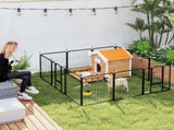 12-Panel Solid Dog Playpen with Doors, for Small Dogs, 60cm High, Black T3398P349747