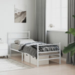 Metal Bed Frame without Mattress with Footboard White 75x190cm 355422