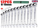 12PCS 72 Tooth Ratchet Spanner Set 8-19MM Fixed Head Combination Wrench Set Tool 80326408
