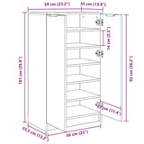 Shoe Cabinet Black Oak 59 x 35 x 100 cm Engineered Wood 862102