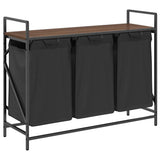 Laundry Basket 3 Compartments with Shelf Brown Oak 859064