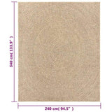 Rug ZIZUR 240x340 cm Jute Look Indoor and Outdoor 4006165